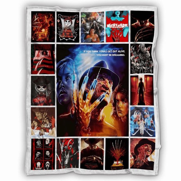 A Nightmare On Elm St Movies Halloween Blanket, Fredd.y Krueg.er Horror Movies Watching Throw Blanket, Halloween Gift