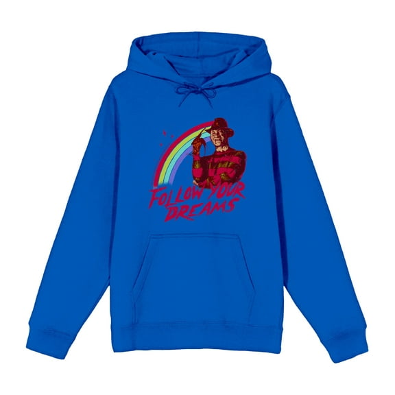 A Nightmare On Elm Street Follow Your Dreams Adult Blue Long Sleeve Hoodie-Small