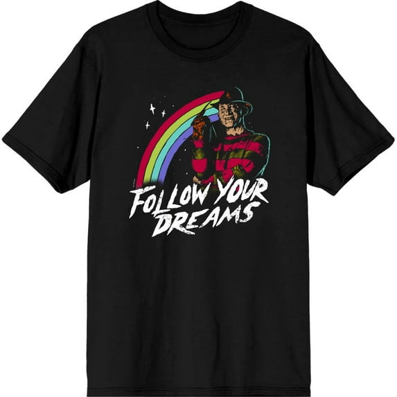 A Nightmare On Elm Street Follow Your Dreams Men's Black Crew Neck Short Sleeve Tee-XL