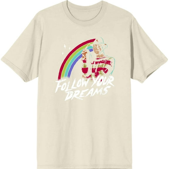 A Nightmare On Elm Street Follow Your Dreams Men's Natural Crew Neck Short Sleeve Tee-Small