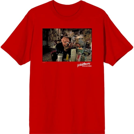 A Nightmare On Elm Street Freddy Smoking Men's Red Crew Neck Short Sleeve Tee-Small