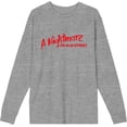 thumbnail image 1 of A Nightmare On Elm Street Logo Adult Heather Gray Crew Neck Long Sleeve Tee-Large, 1 of 6