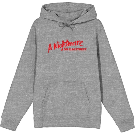 A Nightmare On Elm Street Logo Adult Heather Gray Long Sleeve Hoodie-Medium