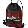 thumbnail image 1 of A Nightmare On Elm Street Logo Drawstring Backpack Sports Bag Sackpack 17" x 13", Perfect for Gym, Yoga or Practice, 1 of 5