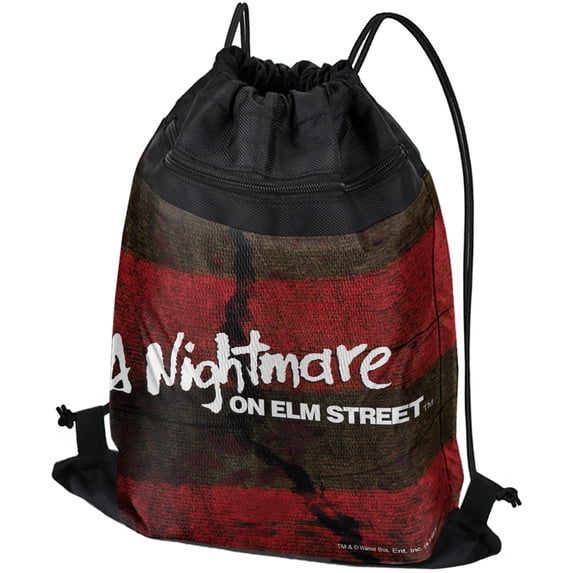 A Nightmare On Elm Street Logo Drawstring Backpack Sports Bag Sackpack 17" x 13", Perfect for Gym, Yoga or Practice