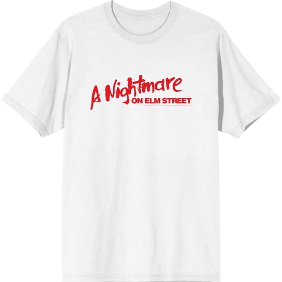 A Nightmare On Elm Street Logo Men's White Crew Neck Short Sleeve Tee-XL
