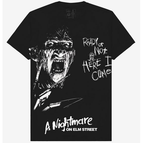 A Nightmare On Elm Street Men's T-Shirt Freddy Krueger Ready Or Not Tee (Small, Black)