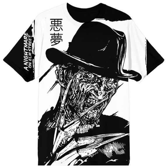 A Nightmare On Elm Street Oversized Freddy Krueger Men's Black Crew Neck Short Sleeve T-shirt-6XL