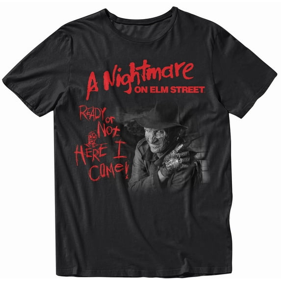 A Nightmare On Elm Street - Ready Or Not Here I Come Adult T-Shirt (Large, Black)