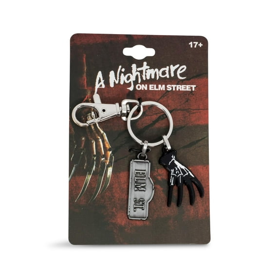 A Nightmare On Elm Street Sign and Freddy Glove Heavy Duty Metal Car Keychain