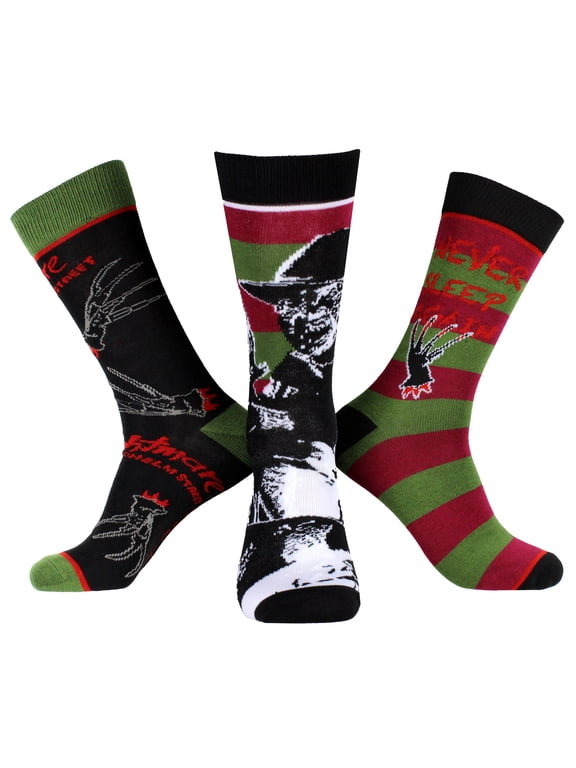 A Nightmare On Elm Street Socks Freddy Krueger Horror Movies Men's 3 Pack Mid-Calf Adult Crew Socks
