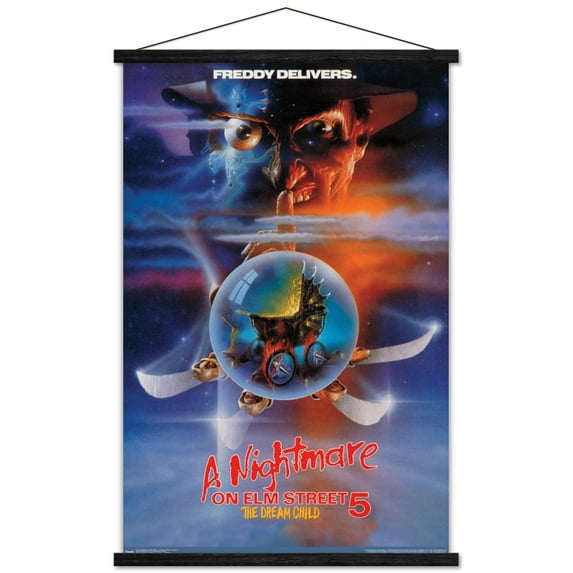 A Nightmare on Elm Street 5: The Dream Child - One Sheet Wall Poster with Wooden Magnetic Frame, 22.375" x 34"