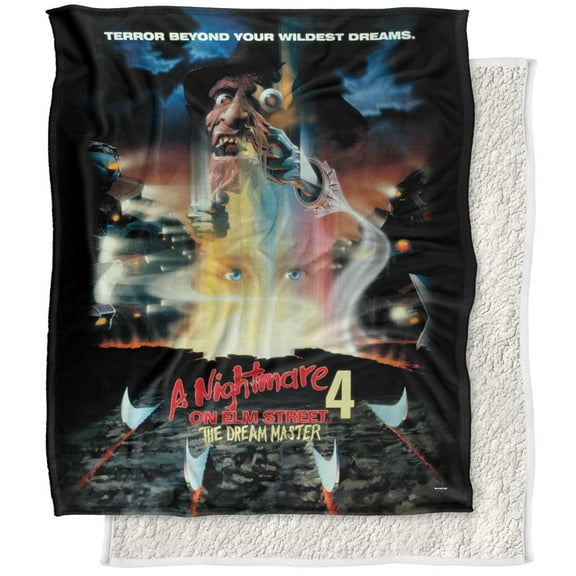 A Nightmare on Elm Street Blanket, 50'x60' 4 Poster Silky Touch Sherpa Back Super Soft Throw Blanket