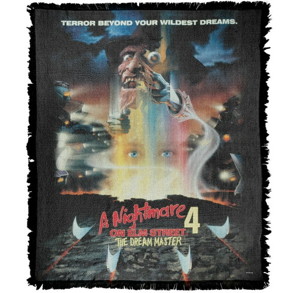 A Nightmare on Elm Street Blanket, 50'x60' 4 Poster Woven Tapestry Cotton Blend Fringed Throw Blanket