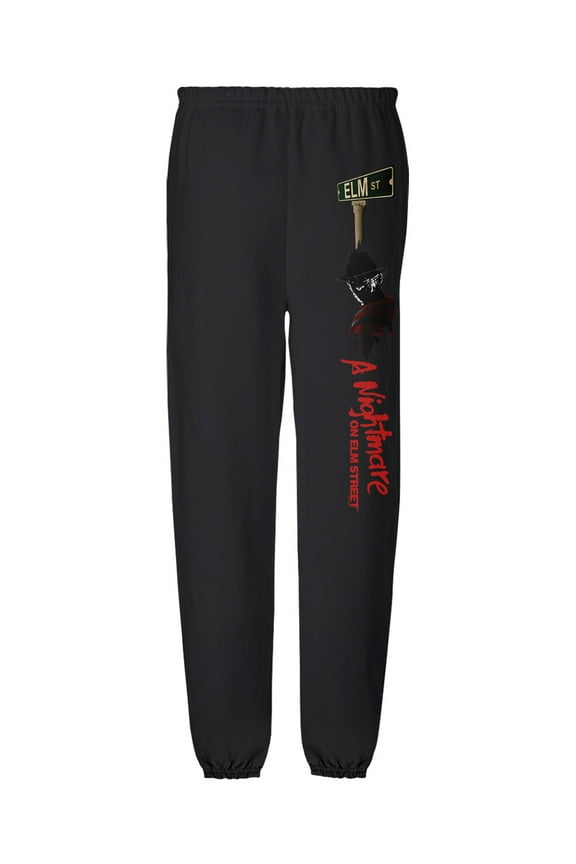 A Nightmare on Elm Street Freddy Silhouette Mens Jogger Sweatpants, Black, Large