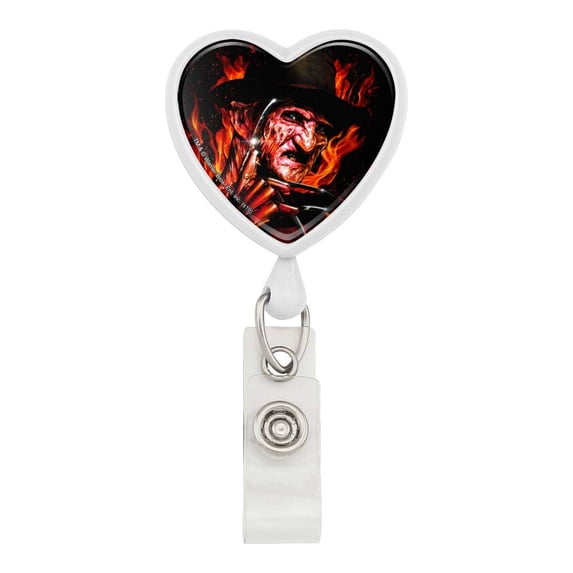 A Nightmare on Elm Street Freddy's Fire Heart Lanyard Retractable Reel Badge ID Card Holder