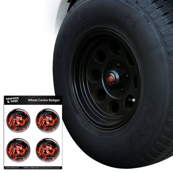 A Nightmare on Elm Street Freddy's Fire Tire Wheel Center Cap Resin-Topped Badges Stickers