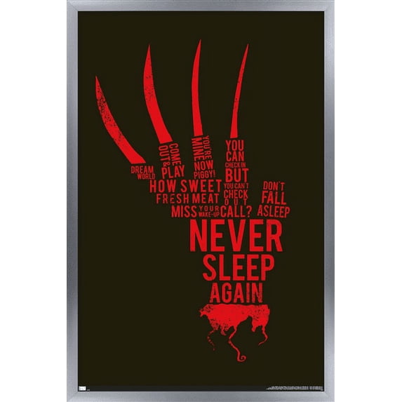 A Nightmare on Elm Street - Hand Text Wall Poster, 14.725" x 22.375", Framed