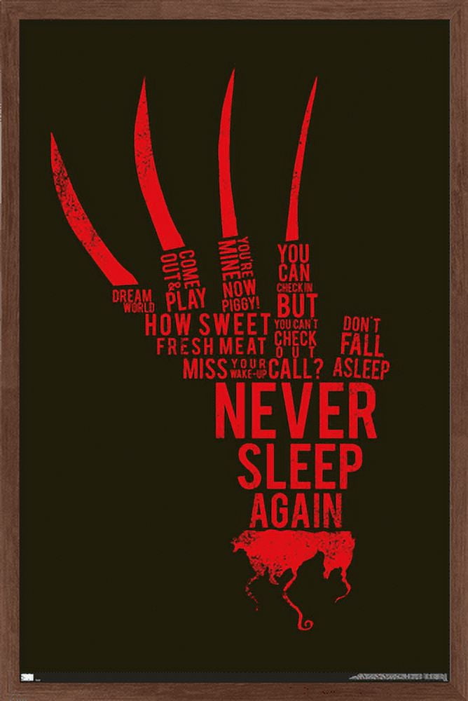 A Nightmare on Elm Street - Hand Text Wall Poster, 14.725" x 22.375", Framed
