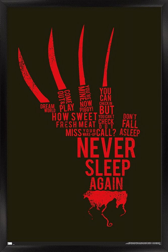 A Nightmare on Elm Street - Hand Text Wall Poster, 14.725" x 22.375", Framed