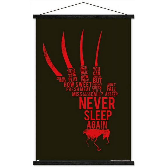 A Nightmare on Elm Street - Hand Text Wall Poster with Wooden Magnetic Frame, 22.375" x 34"