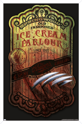 A Nightmare on Elm Street - Ice Cream Parlor Wall Poster, 14.725" x 22.375", Framed