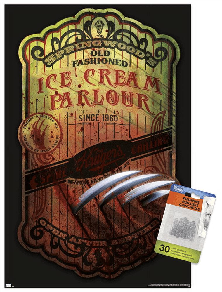 A Nightmare on Elm Street - Ice Cream Parlor Wall Poster with Pushpins, 14.725" x 22.375"