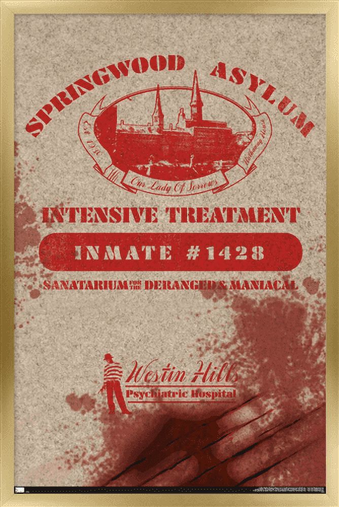 A Nightmare on Elm Street - Springwood Asylum Wall Poster, 22.375" x 34", Framed