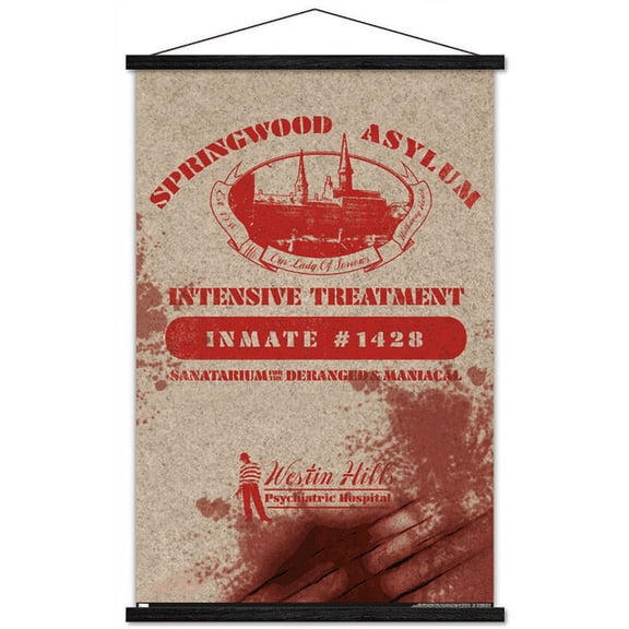 A Nightmare on Elm Street - Springwood Asylum Wall Poster with Wooden Magnetic Frame, 22.375" x 34"