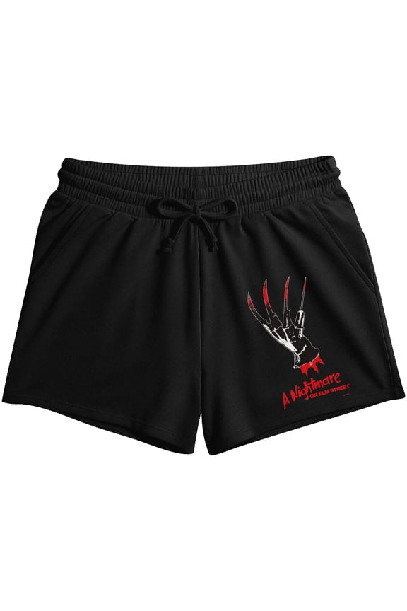 A Nightmare on Elm Street Women's Lounge Shorts Freddy Krueger Screen-Print Graphic Elastic Drawcord Waist Adult Sleepwear-XXL