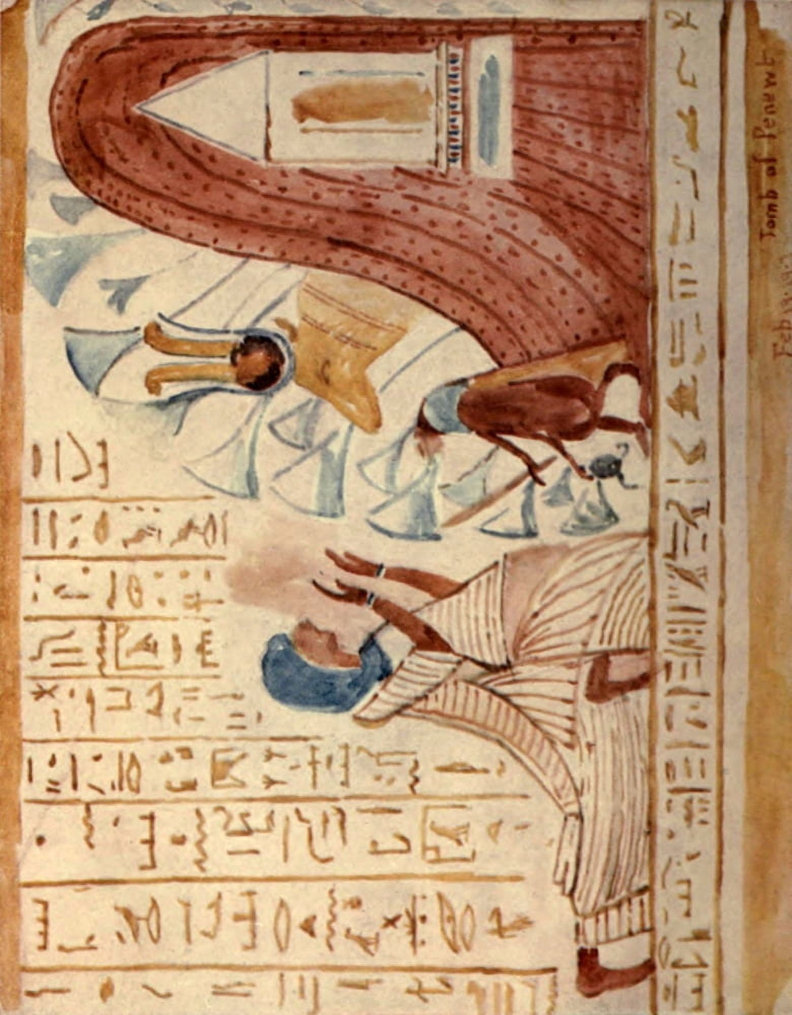A Nile Journal 1908 Pennut worshipping Hathor Canvas Art - Frances M Hornby (24 x 36)
