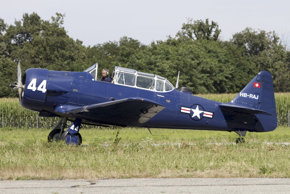 A North American Aviation T-6 Texan at Biella-Cerrione Airport Italy Canvas Art - Luca NicolottiStocktrek Images (34 x 23)