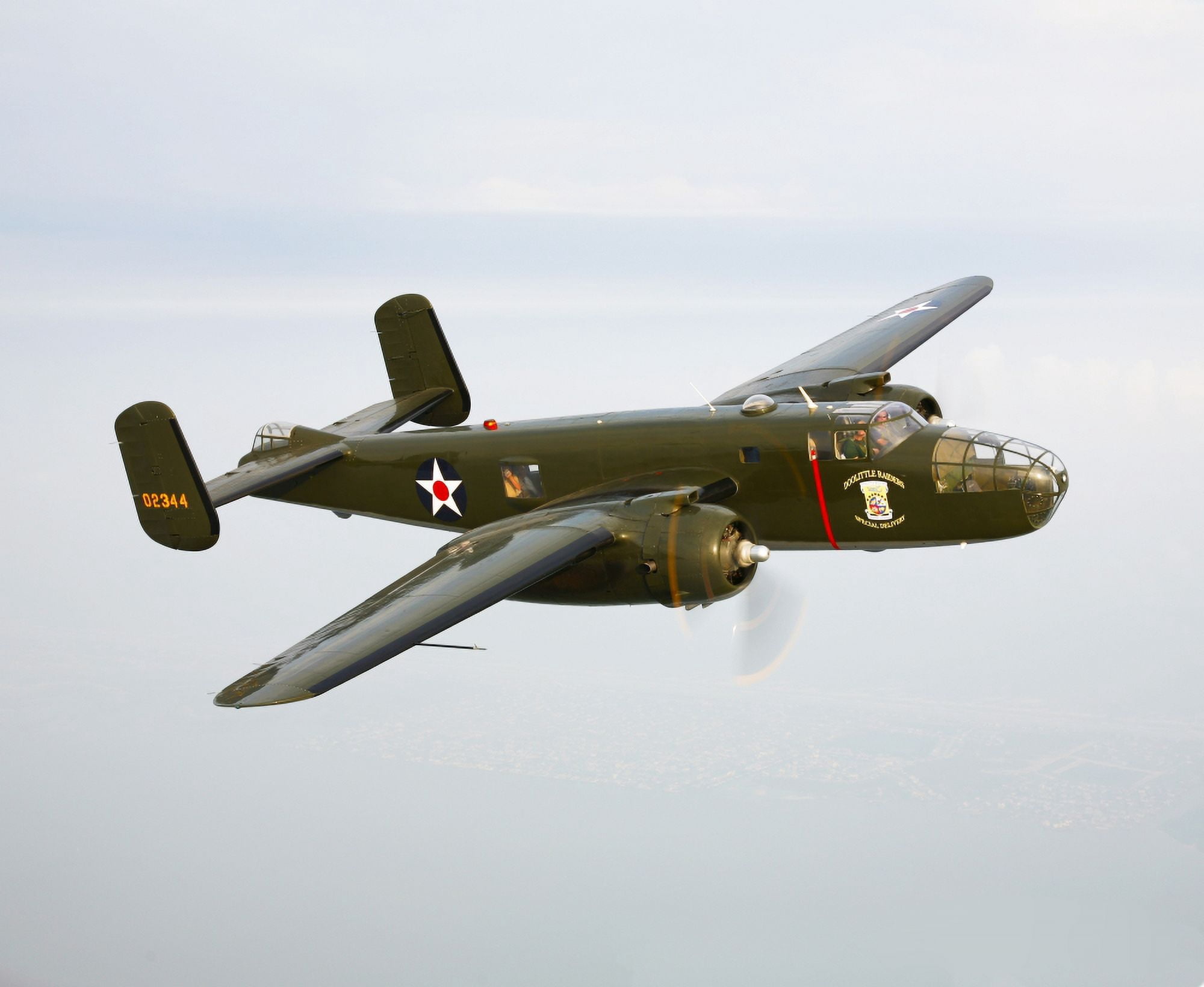 A North American B-25 Mitchell in flight Canvas Art - Scott GermainStocktrek Images (31 x 26)