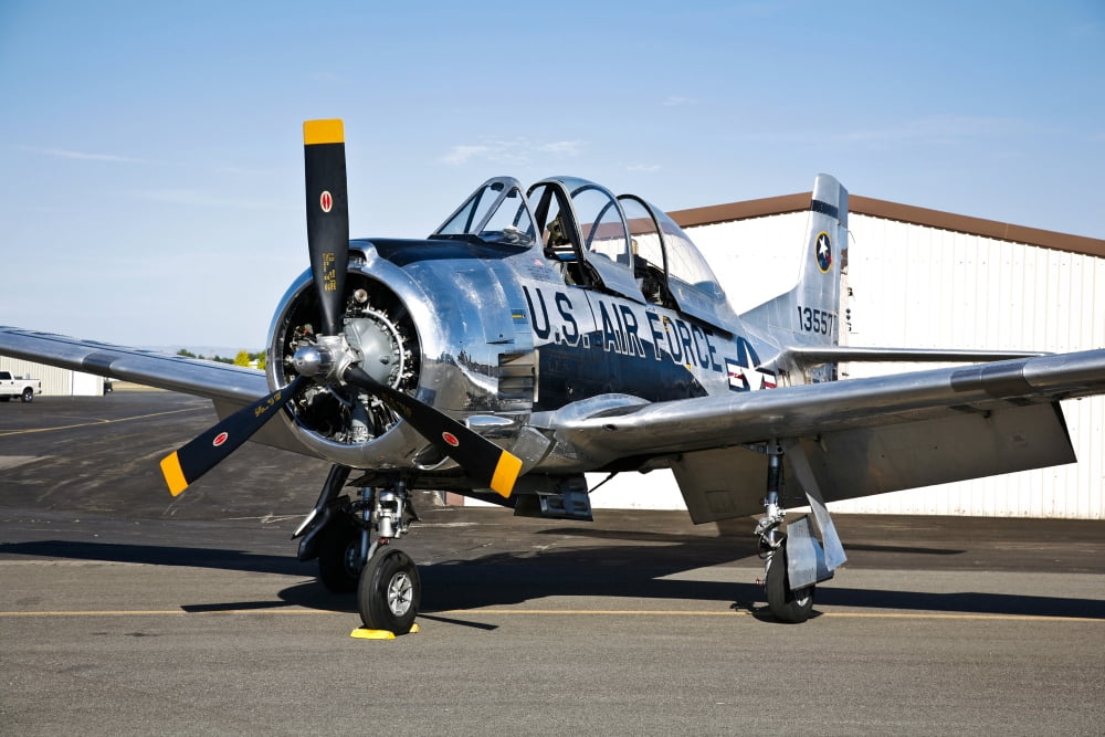 A North American T-28 Trojan military trainer aircraft Canvas Art - Scott GermainStocktrek Images (18 x 12)