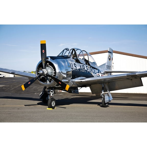 A North American T-28 Trojan military trainer aircraft Canvas Art - Scott GermainStocktrek Images (18 x 12)