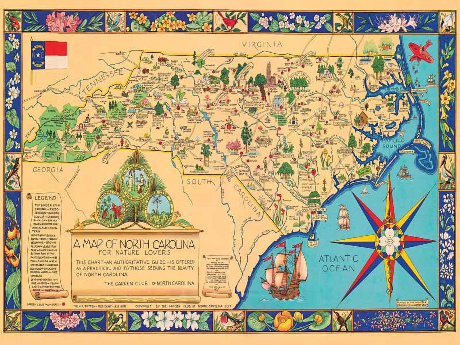 North Carolina Map Puzzle For Nature Lovers - 550 Piece Jigsaw Puzzle Made In USA By Heritage Puzzle