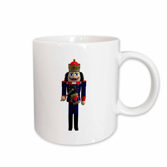 3drose, a Nutcracker in Blue and Red with a Drum and Crown, 15oz Mug