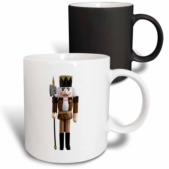 3drose, a Nutcracker in Brown and Black with an Ax and Hat, 11oz Magic Transforming Mug
