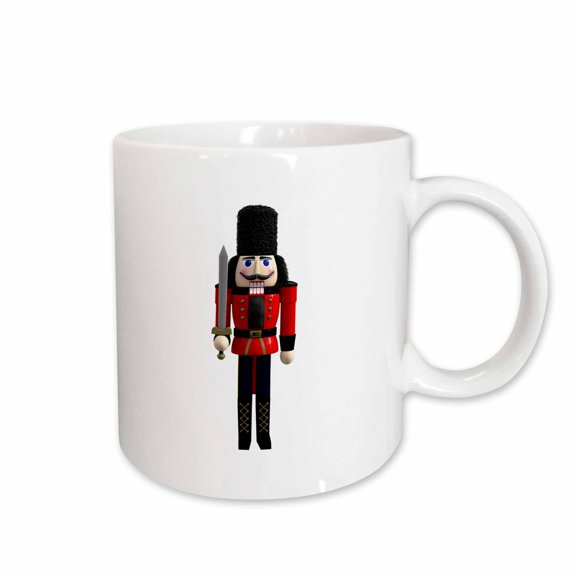 3drose, a Nutcracker in Red and Blue with a Sword and Bear Skin Hat, 15oz Mug