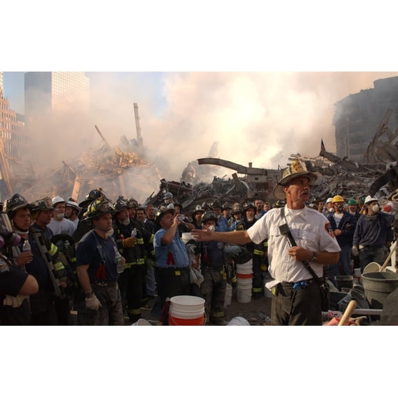 A Nyc Fire Chief Addresses Firefighters At Ground Zero On Sept. 12 History (36 x 24)