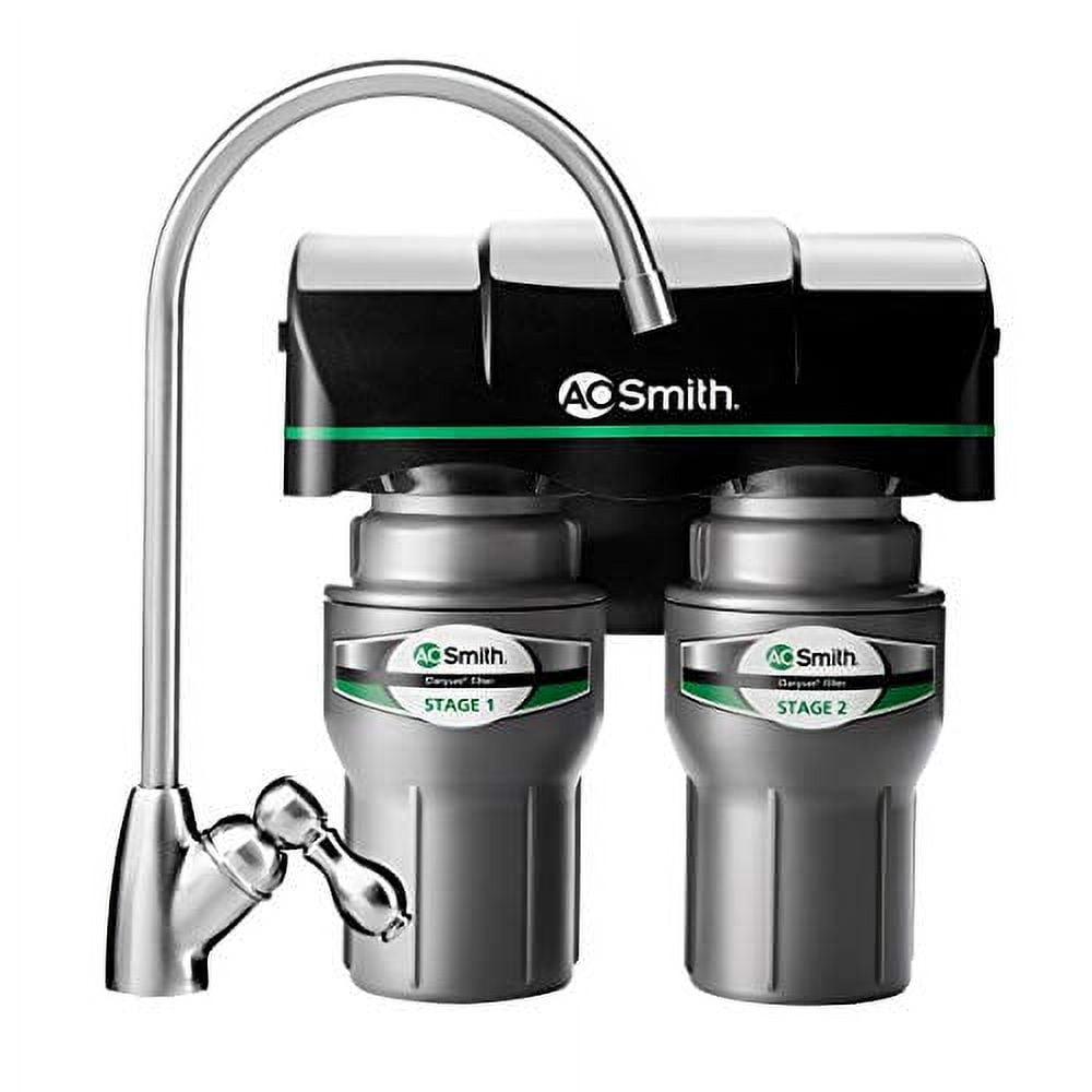 A. O. Smith 2-Stage Carbon Under Sink Water Filtration System with Brushed Nickel Faucet