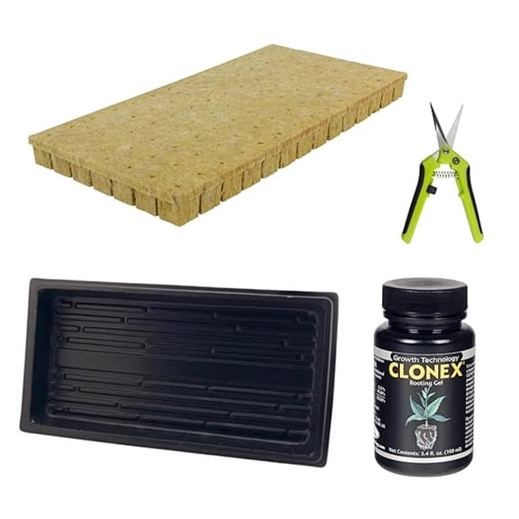 A-OK 1.5" Seedling/Clone Cubes with Propagation Tray Catch Tray, Scissors and Clonex Cloning Gel and Scissors