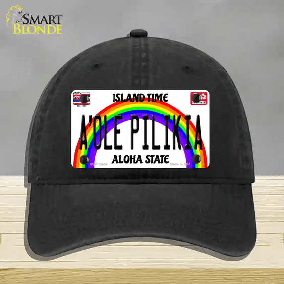 A Ole Pilikia Hawaii Novelty License Plate Hat Unconstructed Cotton Black