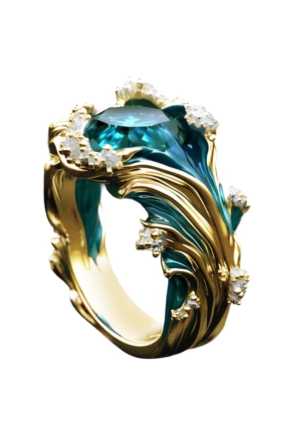A Open-Band Fashion Ring With Decorative Resin Accent And Metallic Finish For Women And Teens