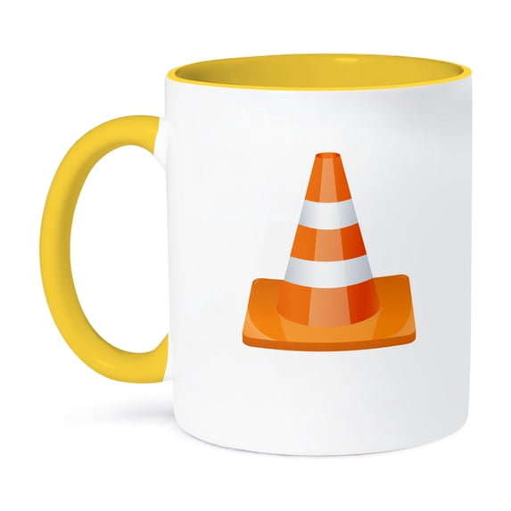 3dRose, A Orange and White Construction Cone Image, 11oz Two-Tone Yellow Mug