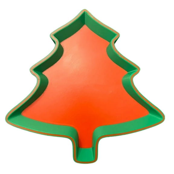 A Orange Green Christmas Tree Cookies Plate Snack Tray Cold Food Plate For Holiday Party Dessert Serving