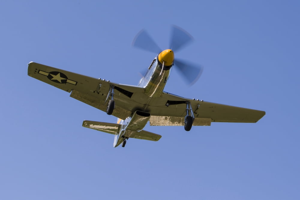 A P-51 Mustang parepares for landing at DuPage Illinois Canvas Art - Rob EdgcumbeStocktrek Images (17 x 12)