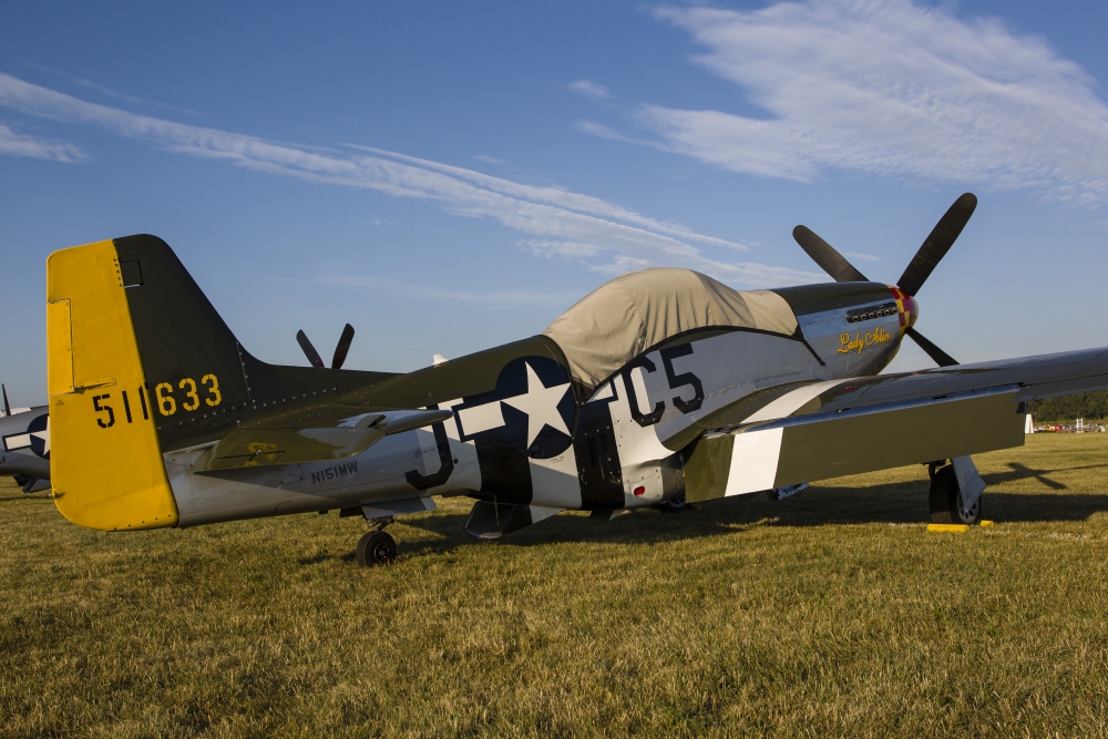 A P-51 Mustang parked at EAA Airventure Oshkosh Wisconsin Canvas Art - Rob EdgcumbeStocktrek Images (17 x 12)