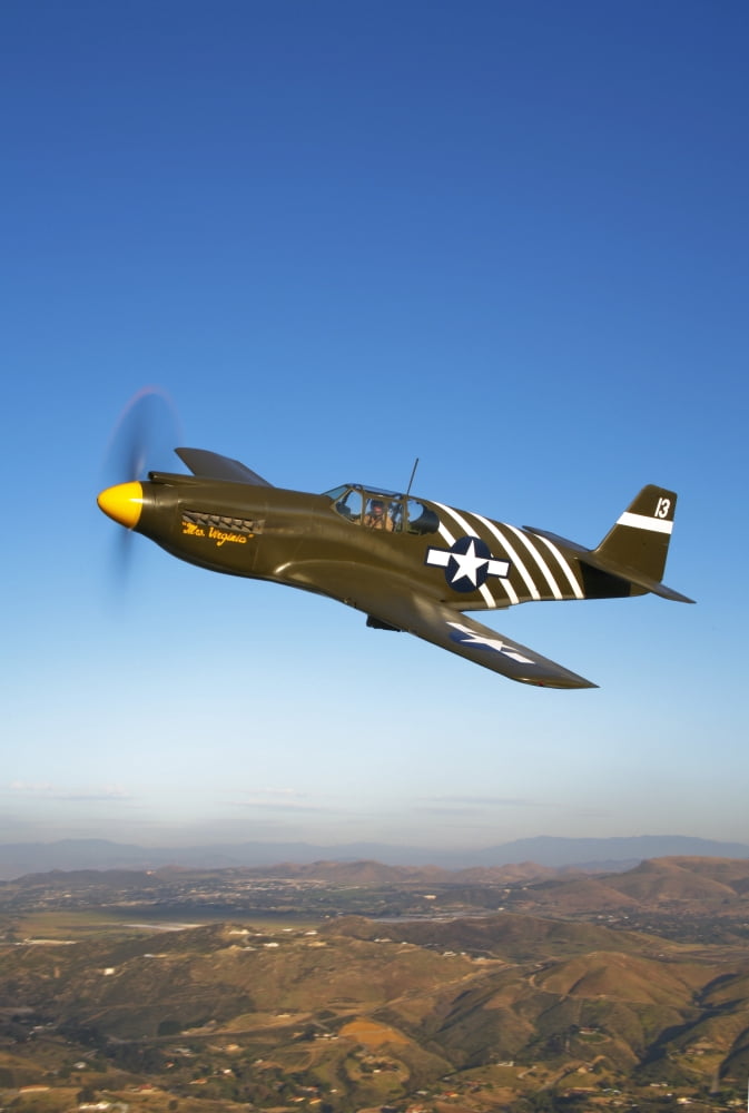 A P-51A Mustang in flight Canvas Art - Scott GermainStocktrek Images (12 x 18)