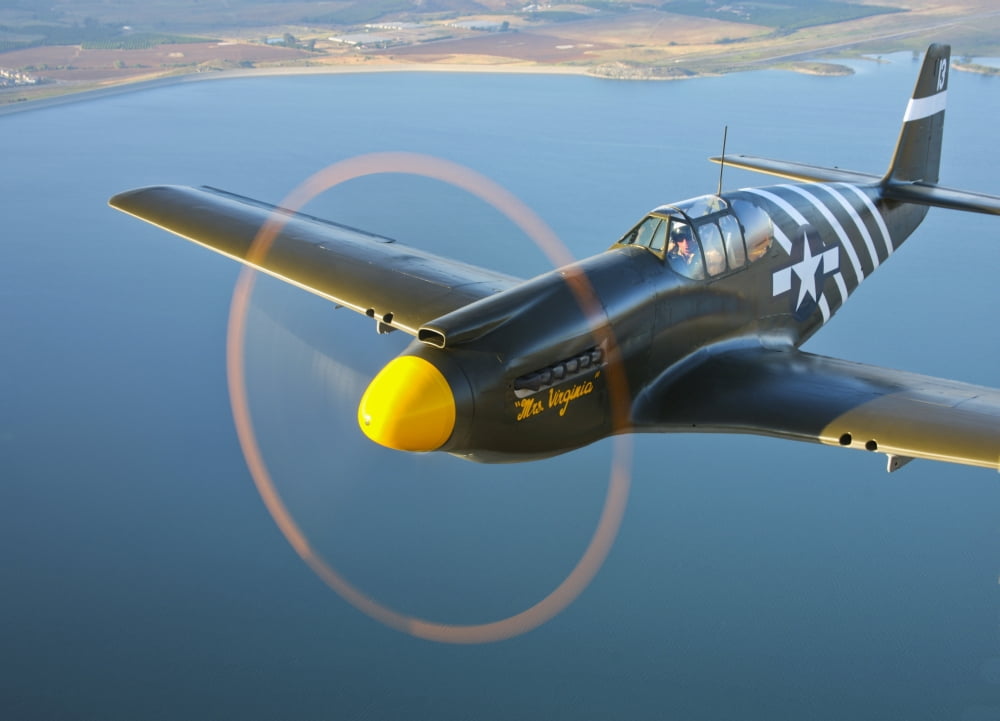 A P-51A Mustang in flight Canvas Art - Scott GermainStocktrek Images (17 x 12)